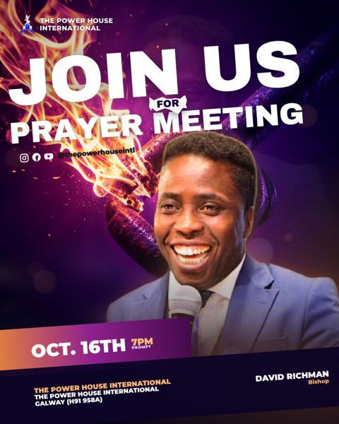 A prayer meeting flyer made with Church Space